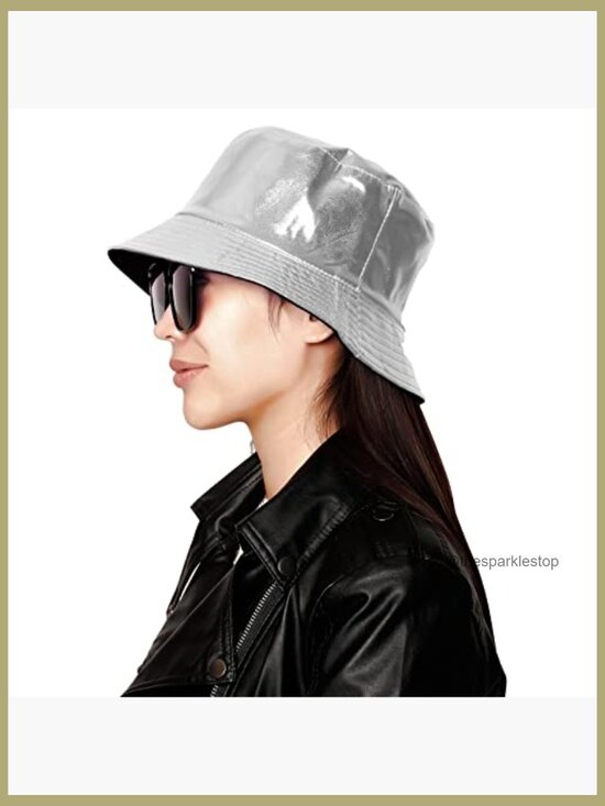 Metallic Bucket Hat Waterproof Holographic Fishing Hat Trendy Sun Cap main image 5